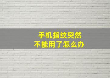 手机指纹突然不能用了怎么办