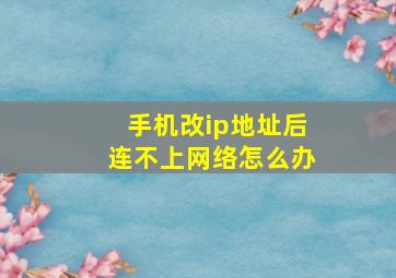 手机改ip地址后连不上网络怎么办