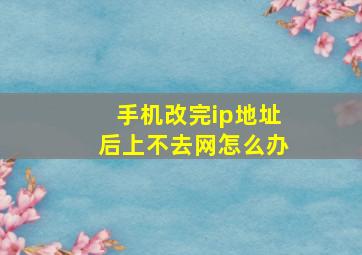 手机改完ip地址后上不去网怎么办