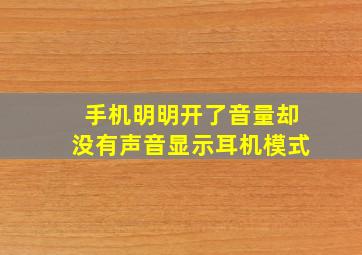 手机明明开了音量却没有声音显示耳机模式