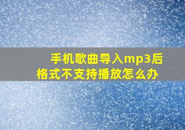 手机歌曲导入mp3后格式不支持播放怎么办