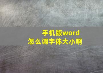 手机版word怎么调字体大小啊