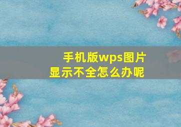 手机版wps图片显示不全怎么办呢