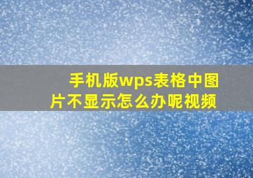 手机版wps表格中图片不显示怎么办呢视频