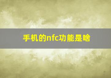 手机的nfc功能是啥