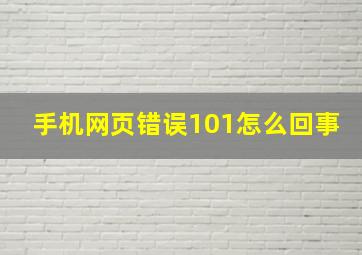 手机网页错误101怎么回事