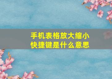 手机表格放大缩小快捷键是什么意思