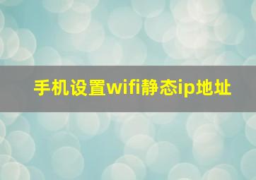 手机设置wifi静态ip地址