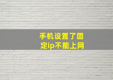 手机设置了固定ip不能上网