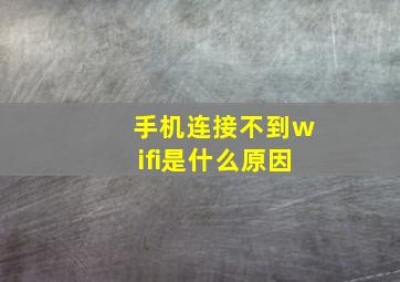 手机连接不到wifi是什么原因