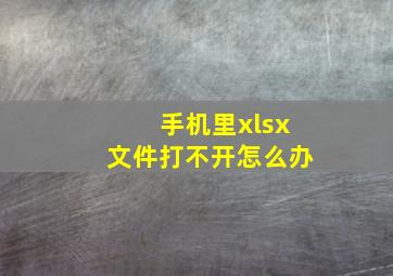 手机里xlsx文件打不开怎么办