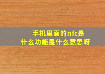 手机里面的nfc是什么功能是什么意思呀