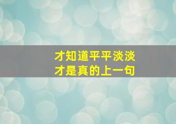 才知道平平淡淡才是真的上一句