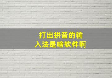 打出拼音的输入法是啥软件啊