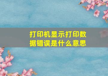 打印机显示打印数据错误是什么意思