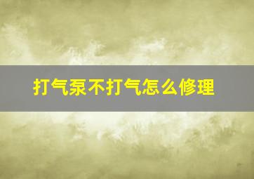 打气泵不打气怎么修理