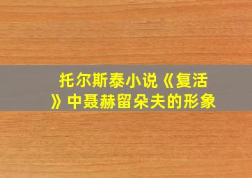 托尔斯泰小说《复活》中聂赫留朵夫的形象