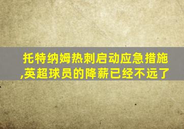 托特纳姆热刺启动应急措施,英超球员的降薪已经不远了