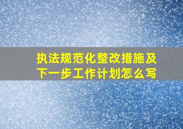 执法规范化整改措施及下一步工作计划怎么写