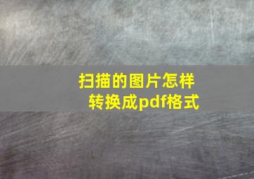 扫描的图片怎样转换成pdf格式