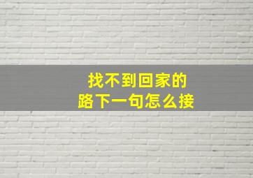 找不到回家的路下一句怎么接