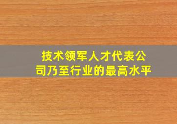 技术领军人才代表公司乃至行业的最高水平