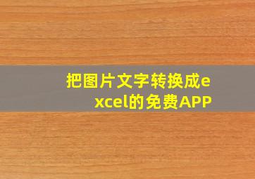 把图片文字转换成excel的免费APP