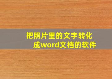 把照片里的文字转化成word文档的软件