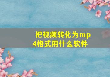 把视频转化为mp4格式用什么软件