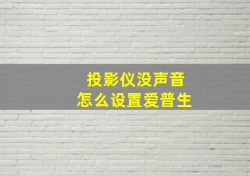 投影仪没声音怎么设置爱普生