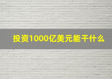 投资1000亿美元能干什么