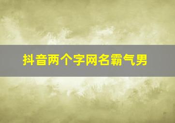 抖音两个字网名霸气男