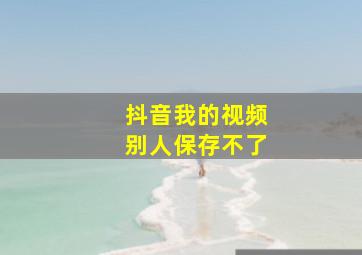 抖音我的视频别人保存不了