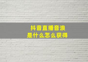 抖音直播音浪是什么怎么获得