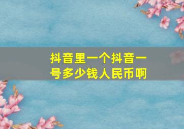 抖音里一个抖音一号多少钱人民币啊