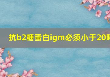 抗b2糖蛋白igm必须小于20吗