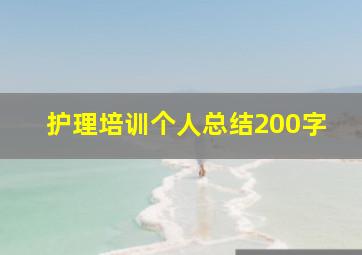 护理培训个人总结200字