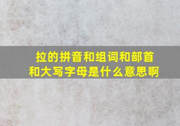 拉的拼音和组词和部首和大写字母是什么意思啊