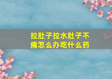 拉肚子拉水肚子不痛怎么办吃什么药