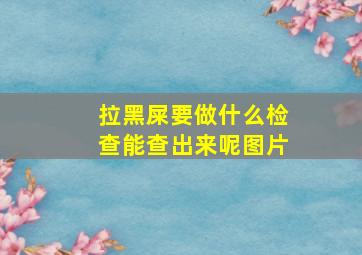 拉黑屎要做什么检查能查出来呢图片