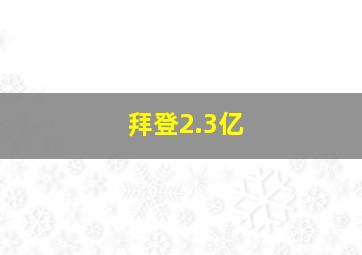 拜登2.3亿