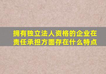 拥有独立法人资格的企业在责任承担方面存在什么特点