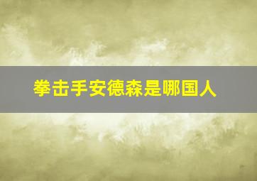 拳击手安德森是哪国人