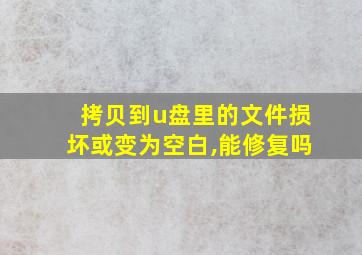 拷贝到u盘里的文件损坏或变为空白,能修复吗