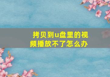 拷贝到u盘里的视频播放不了怎么办