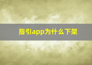 指引app为什么下架