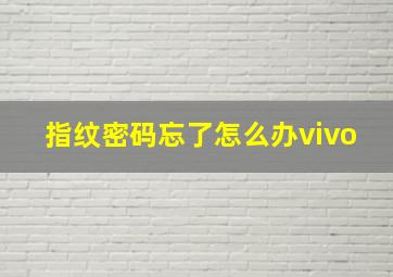 指纹密码忘了怎么办vivo