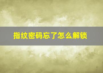 指纹密码忘了怎么解锁