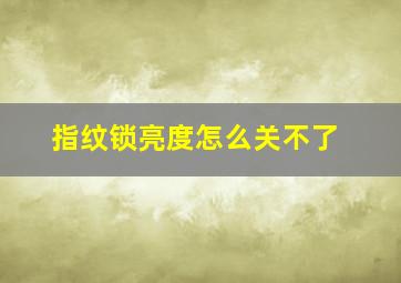 指纹锁亮度怎么关不了