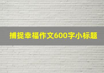 捕捉幸福作文600字小标题